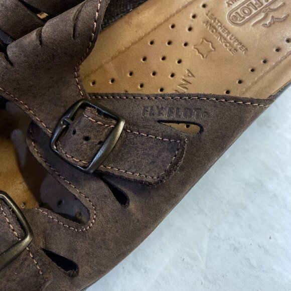 FLY FLOT Anatomic Womens Brown Leather Strappy Slides Sandals Size 42,ITALY - Picture 12 of 14